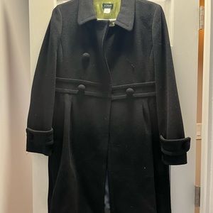 Womens Black J.Crew mid length Coat size 8